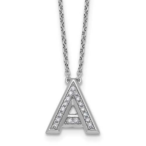 14K White Gold Lab Grown Diamond Vs+f+ Initial a Complete Necklace