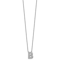 14K White Gold Lab Grown Diamond Vs+f+ Initial B Complete Necklace view 2