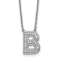 14K White Gold Lab Grown Diamond Vs+f+ Initial B Complete Necklace view 1