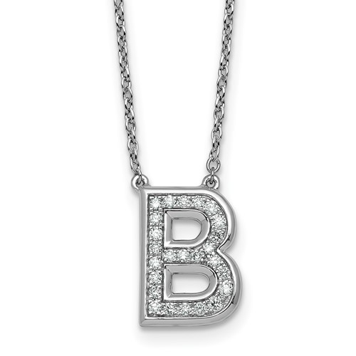 14K White Gold Lab Grown Diamond Vs+f+ Initial B Complete Necklace