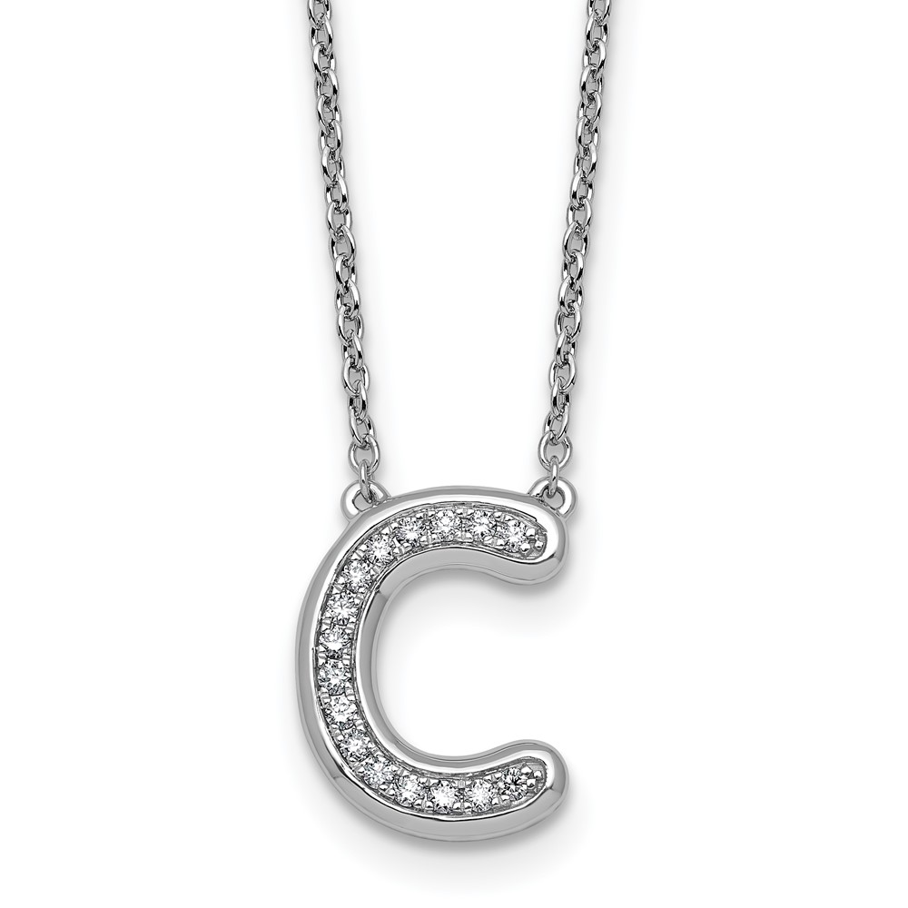 14K White Gold Lab Grown Diamond Vs+f+ Initial C Complete Necklace
