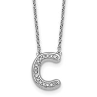 14K White Gold Lab Grown Diamond Vs+f+ Initial C Complete Necklace view 1