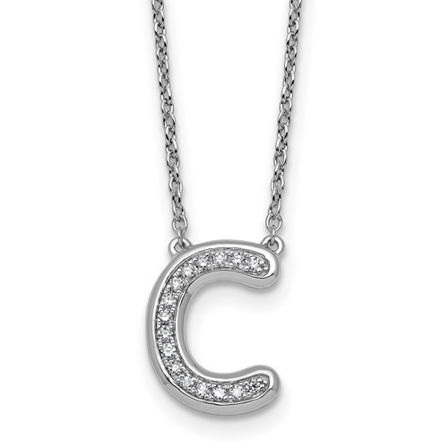 14K White Gold Lab Grown Diamond Vs+f+ Initial C Complete Necklace