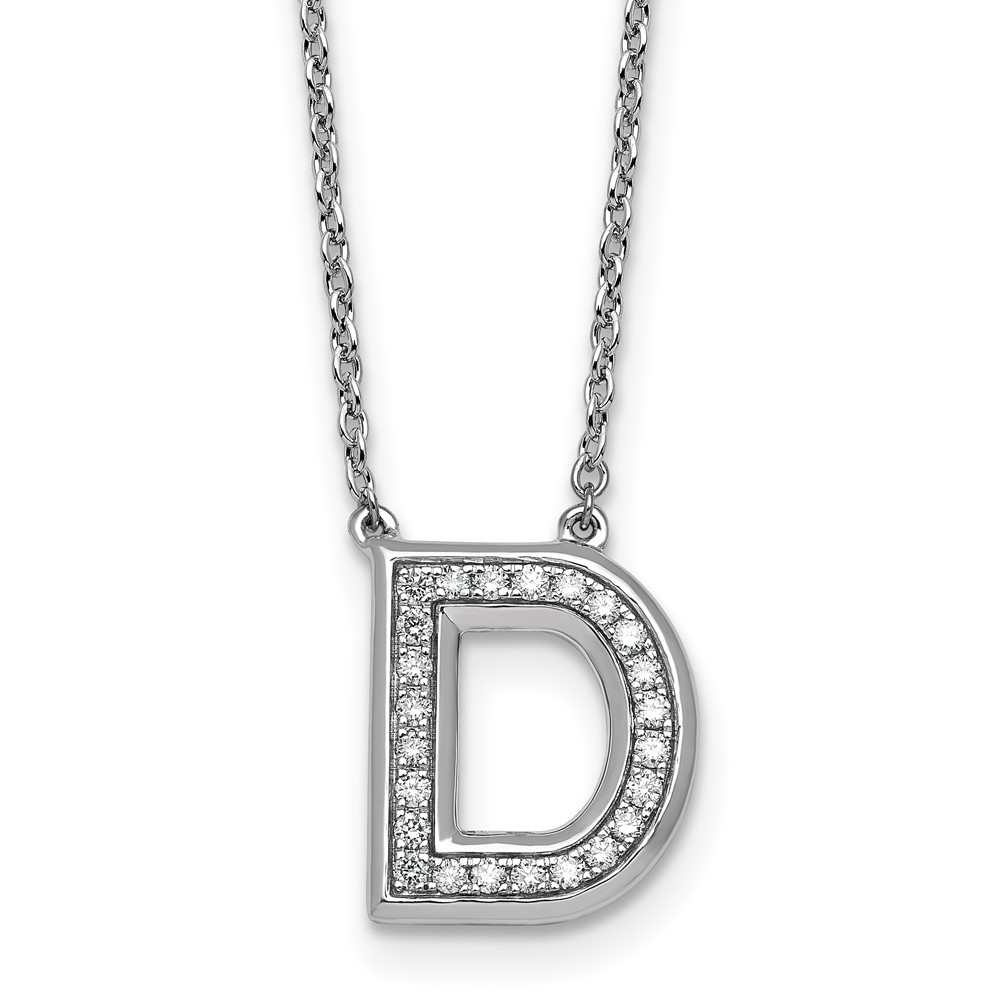 14K White Gold Lab Grown Diamond Vs+f+ Initial D Complete Necklace