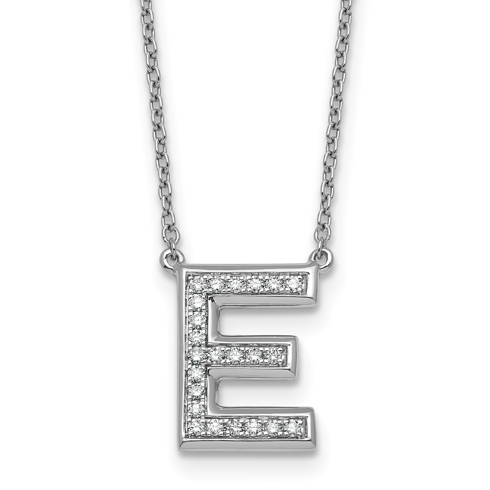 14K White Gold Lab Grown Diamond Vs+f+ Initial E Complete Necklace