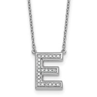14K White Gold Lab Grown Diamond Vs+f+ Initial E Complete Necklace view 1