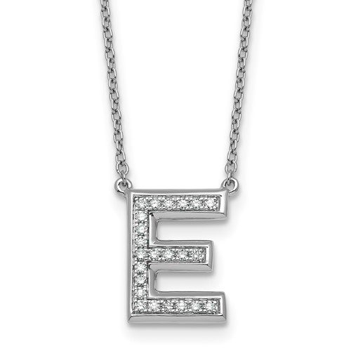 14K White Gold Lab Grown Diamond Vs+f+ Initial E Complete Necklace