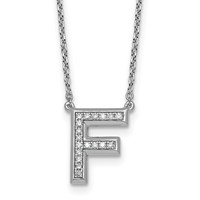 14K White Gold Lab Grown Diamond Vs+f+ Initial F Complete Necklace view 1