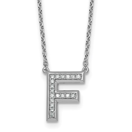 14K White Gold Lab Grown Diamond Vs+f+ Initial F Complete Necklace