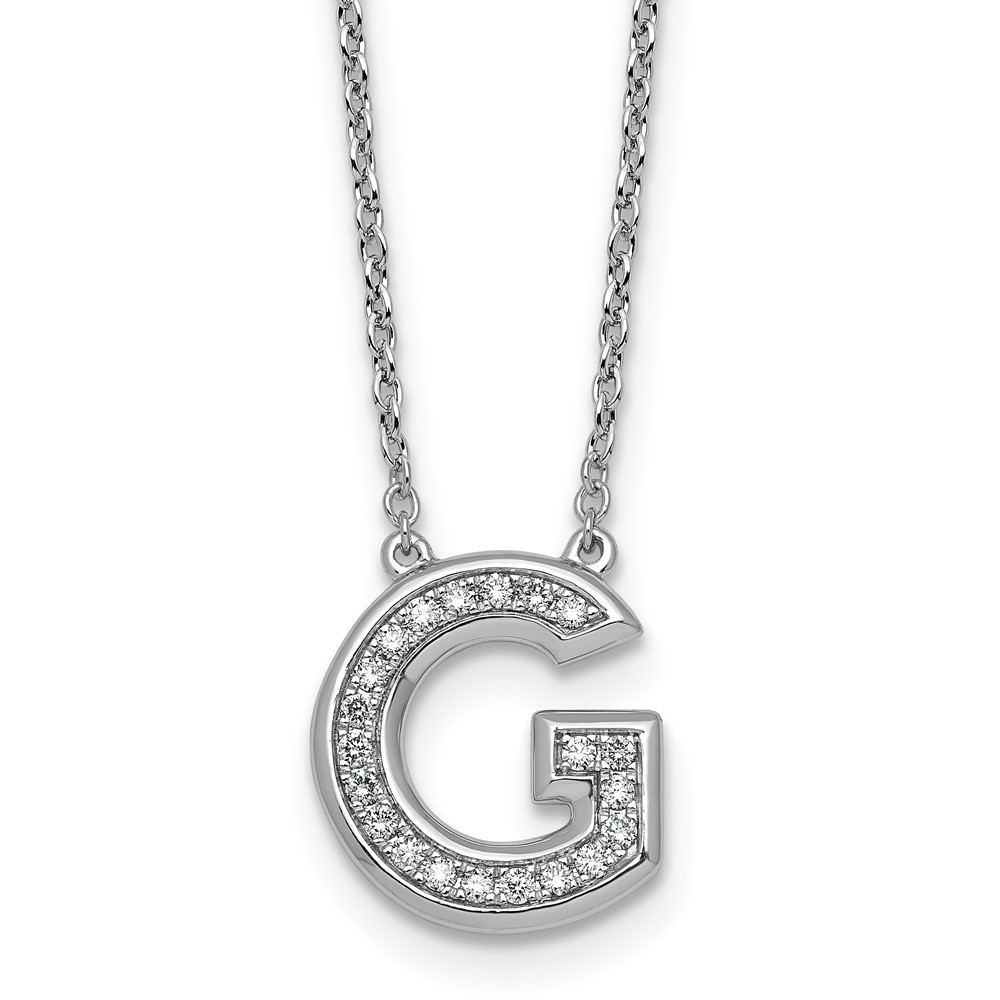 14K White Gold Lab Grown Diamond Vs+f+ Initial G Complete Necklace