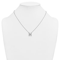 14K White Gold Lab Grown Diamond Vs+f+ Initial H Complete Necklace view 3
