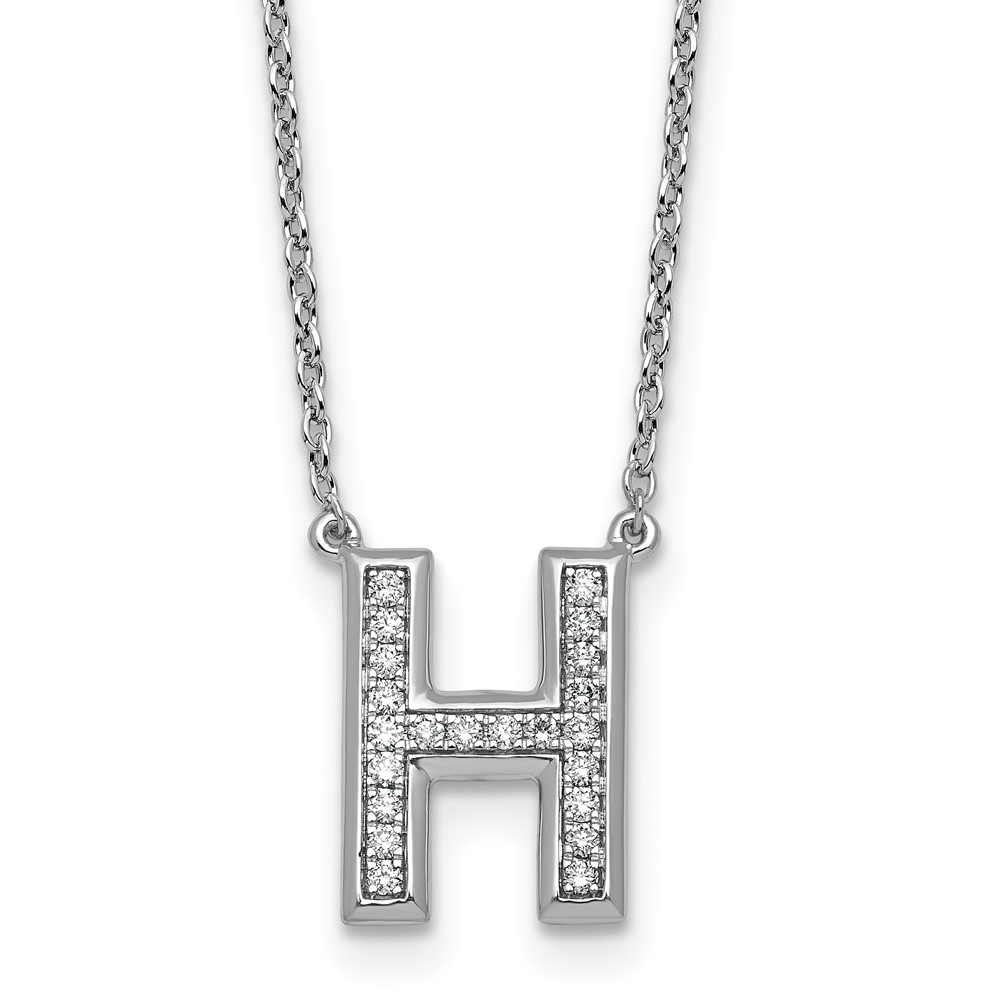 14K White Gold Lab Grown Diamond Vs+f+ Initial H Complete Necklace