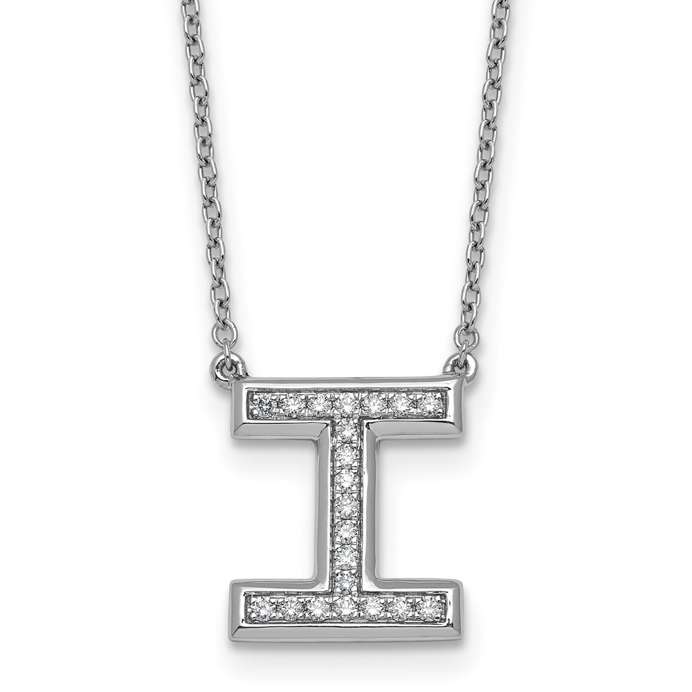 14K White Gold Lab Grown Diamond Vs+f+ Initial I Complete Necklace
