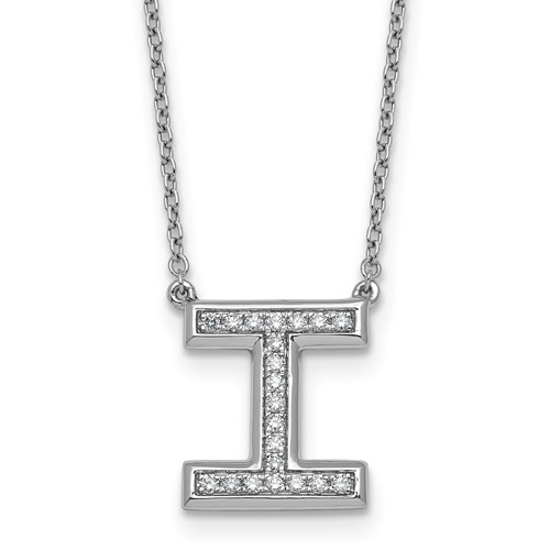14K White Gold Lab Grown Diamond Vs+f+ Initial I Complete Necklace