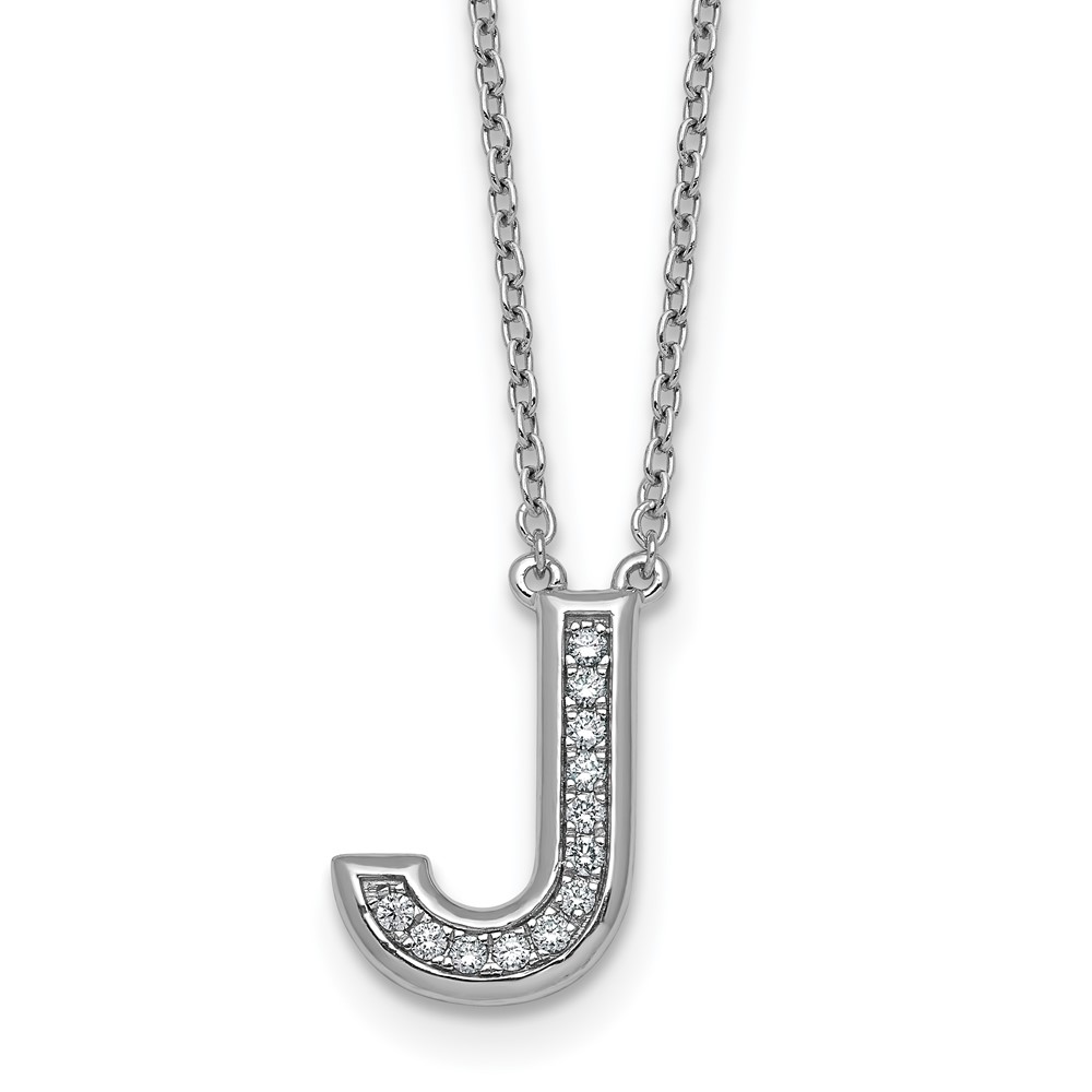 14K White Gold Lab Grown Diamond Vs+f+ Initial J Complete Necklace