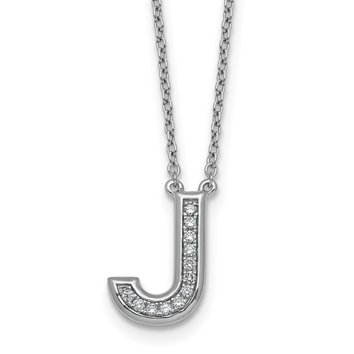 14K White Gold Lab Grown Diamond Vs+f+ Initial J Complete Necklace