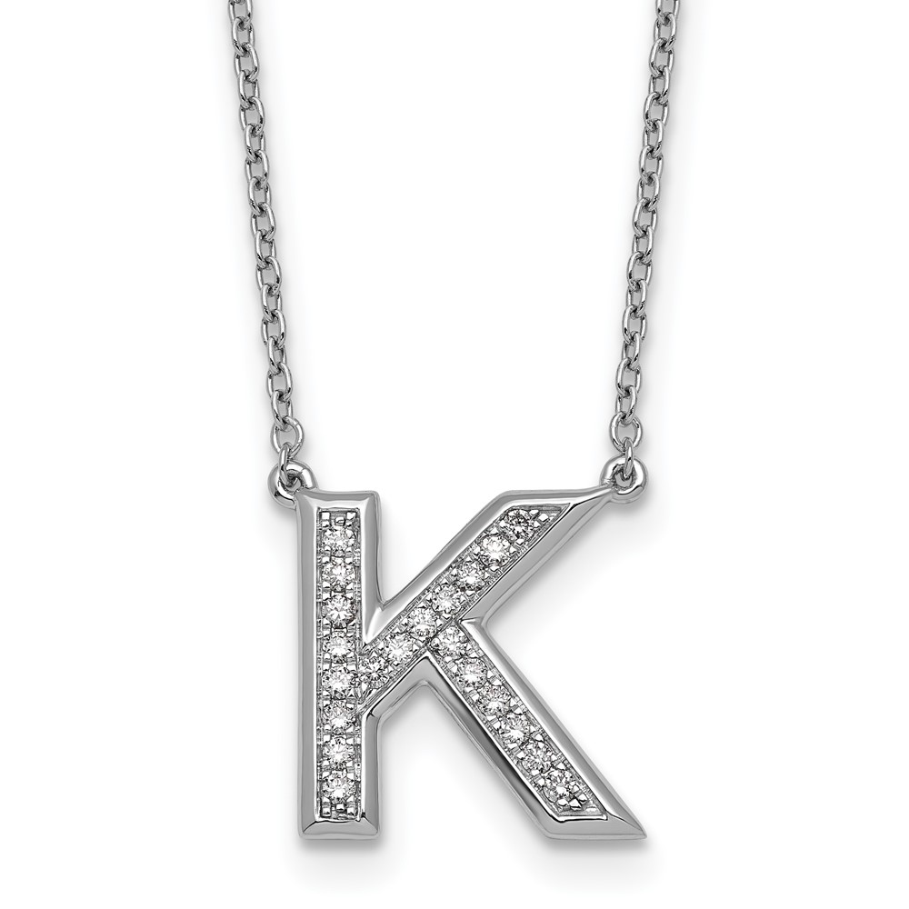 14K White Gold Lab Grown Diamond Vs+f+ Initial K Complete Necklace