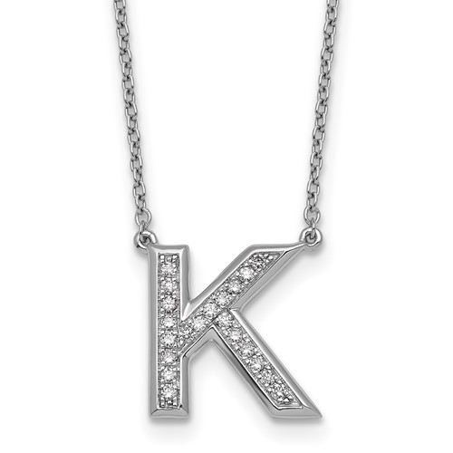 14K White Gold Lab Grown Diamond Vs+f+ Initial K Complete Necklace