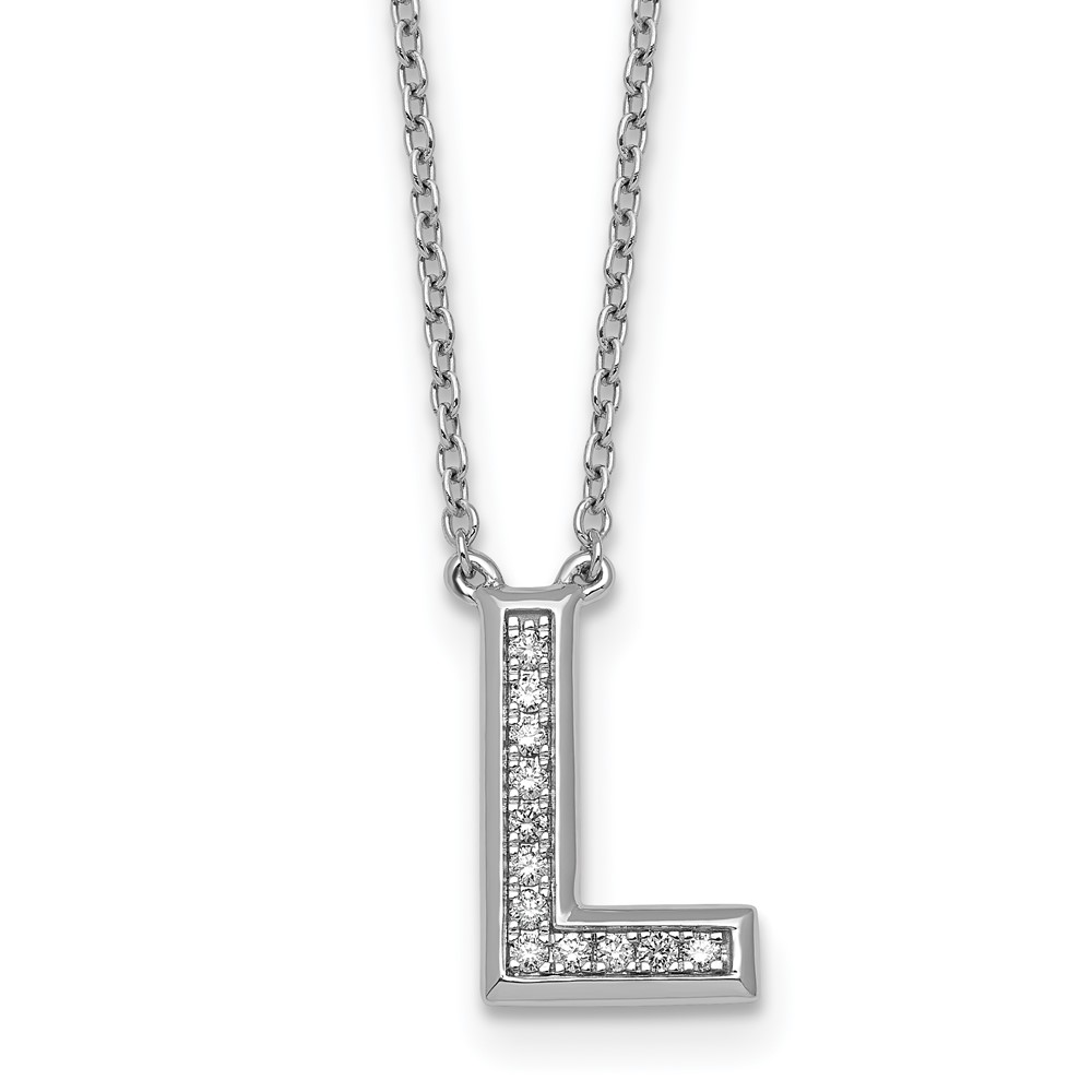 14K White Gold Lab Grown Diamond Vs+f+ Initial L Complete Necklace
