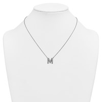 14K White Gold Lab Grown Diamond Vs+f+ Initial M Complete Necklace view 3