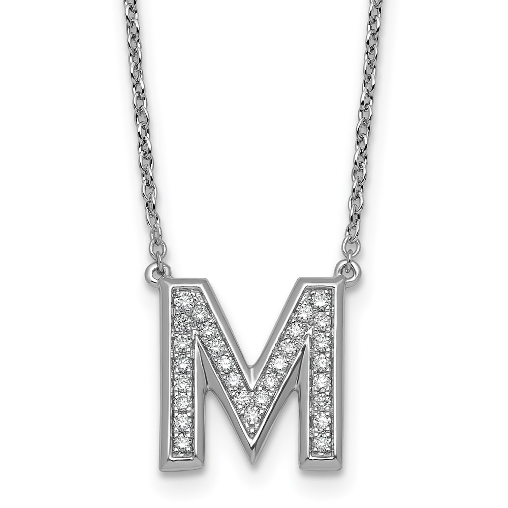 14K White Gold Lab Grown Diamond Vs+f+ Initial M Complete Necklace