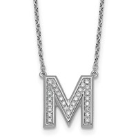 14K White Gold Lab Grown Diamond Vs+f+ Initial M Complete Necklace view 1