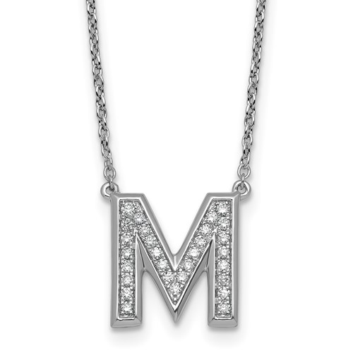 14K White Gold Lab Grown Diamond Vs+f+ Initial M Complete Necklace