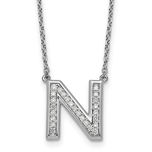 14K White Gold Lab Grown Diamond Vs+f+ Initial N Complete Necklace