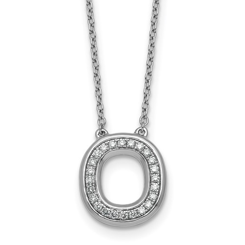 14K White Gold Lab Grown Diamond Vs+f+ Initial O Complete Necklace