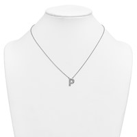 14K White Gold Lab Grown Diamond Vs+f+ Initial P Complete Necklace view 3