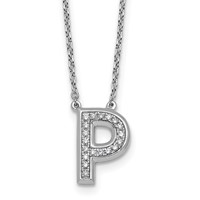 14K White Gold Lab Grown Diamond Vs+f+ Initial P Complete Necklace view 1