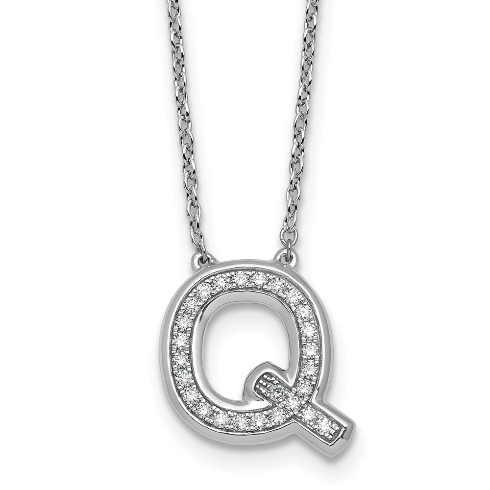 14K White Gold Lab Grown Diamond Vs+f+ Initial Q Complete Necklace
