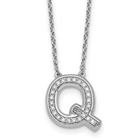 14K White Gold Lab Grown Diamond Vs+f+ Initial Q Complete Necklace view 1