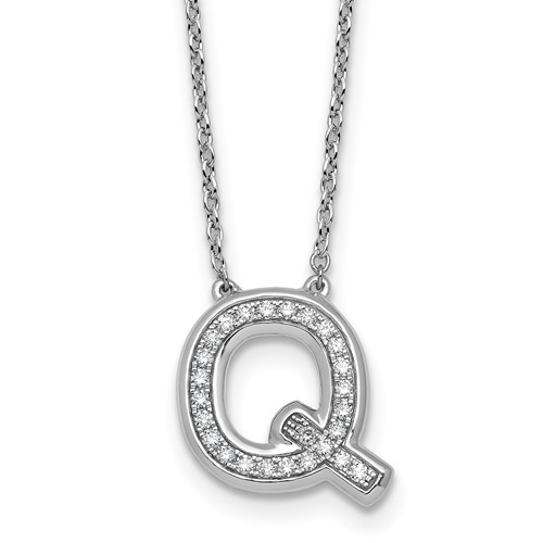 14K White Gold Lab Grown Diamond Vs+f+ Initial Q Complete Necklace