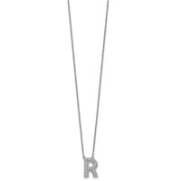14K White Gold Lab Grown Diamond Vs+f+ Initial R Complete Necklace view 2