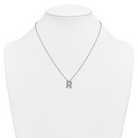 14K White Gold Lab Grown Diamond Vs+f+ Initial R Complete Necklace view 3