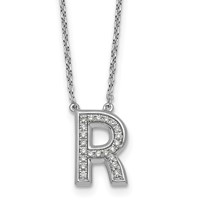 14K White Gold Lab Grown Diamond Vs+f+ Initial R Complete Necklace view 1