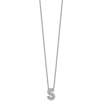 14K White Gold Lab Grown Diamond Vs+f+ Initial S Complete Necklace view 2