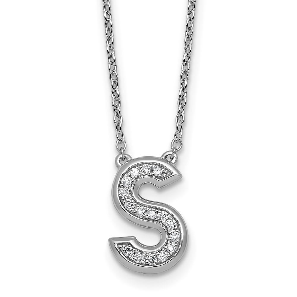 14K White Gold Lab Grown Diamond Vs+f+ Initial S Complete Necklace