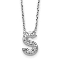 14K White Gold Lab Grown Diamond Vs+f+ Initial S Complete Necklace view 1