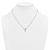 14K White Gold Lab Grown Diamond Vs+f+ Initial T Complete Necklace view 3