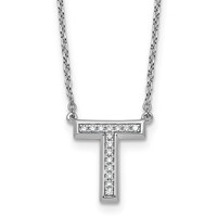 14K White Gold Lab Grown Diamond Vs+f+ Initial T Complete Necklace view 1