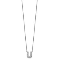 14K White Gold Lab Grown Diamond Vs+f+ Initial U Complete Necklace view 2