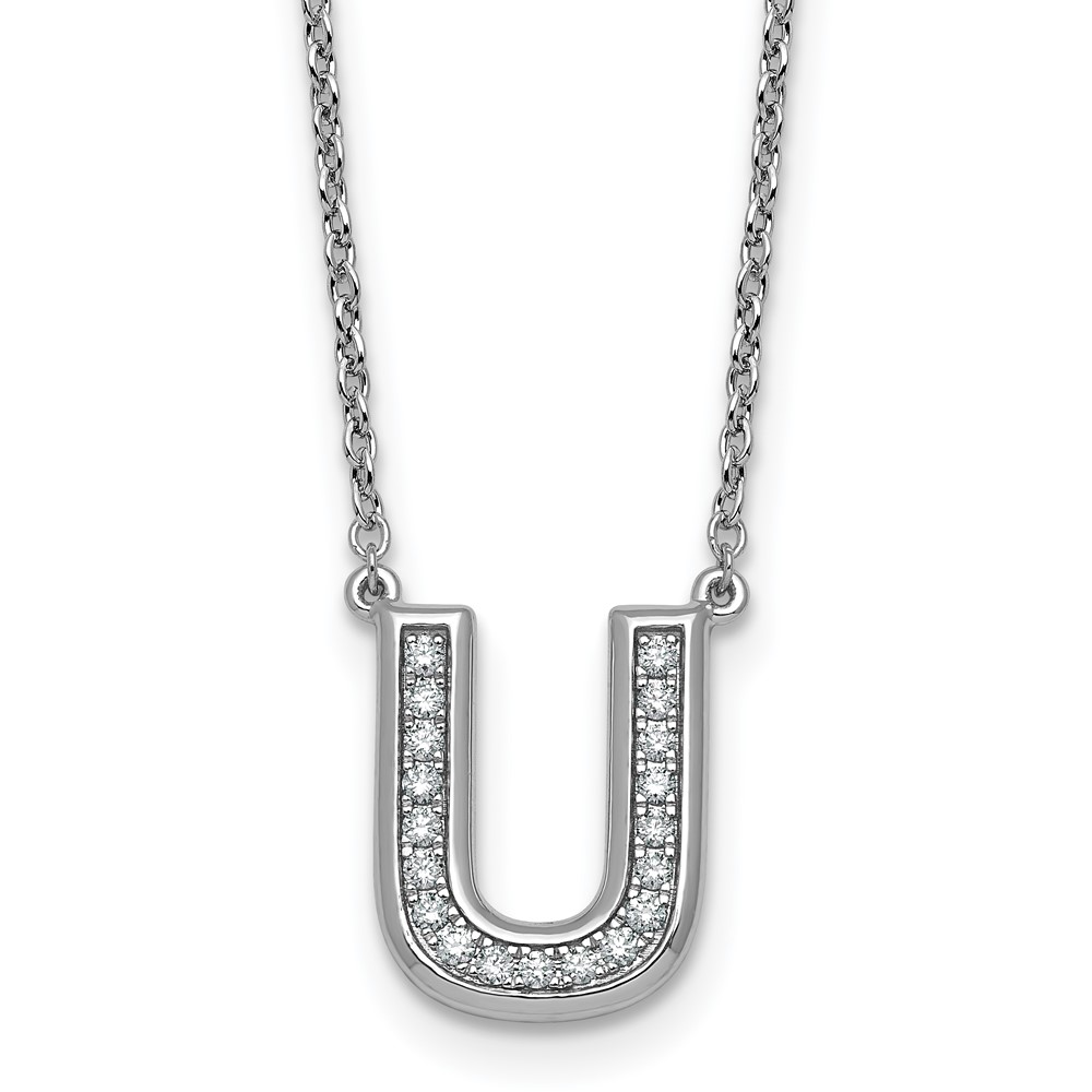 14K White Gold Lab Grown Diamond Vs+f+ Initial U Complete Necklace