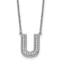 14K White Gold Lab Grown Diamond Vs+f+ Initial U Complete Necklace view 1