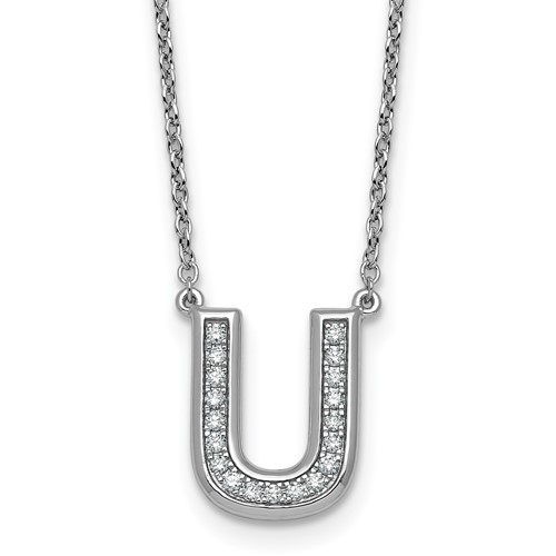 14K White Gold Lab Grown Diamond Vs+f+ Initial U Complete Necklace
