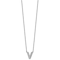 14K White Gold Lab Grown Diamond Vs+f+ Initial V Complete Necklace view 2