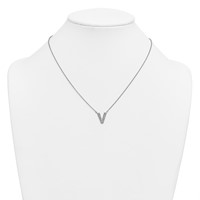 14K White Gold Lab Grown Diamond Vs+f+ Initial V Complete Necklace view 3