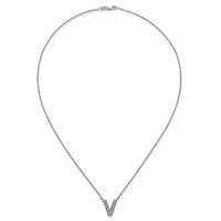 14K White Gold Lab Grown Diamond Vs+f+ Initial V Complete Necklace view 4