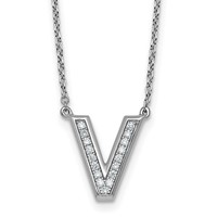 14K White Gold Lab Grown Diamond Vs+f+ Initial V Complete Necklace view 1